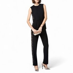 BCBGMaxAzria Black Sleeveless Jumpsuit with Detail